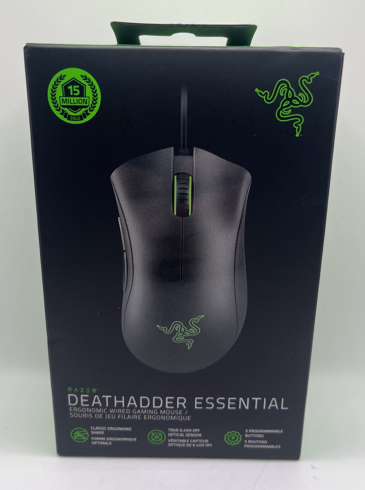 New Razer Deathadder Essential Ergonomic Wired Gaming Mouse Black. SEALED