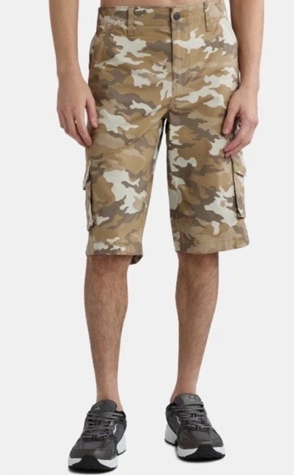 George Men’s Below the Knee Messenger Cargo Shorts Desert Camo 14" Sz 42