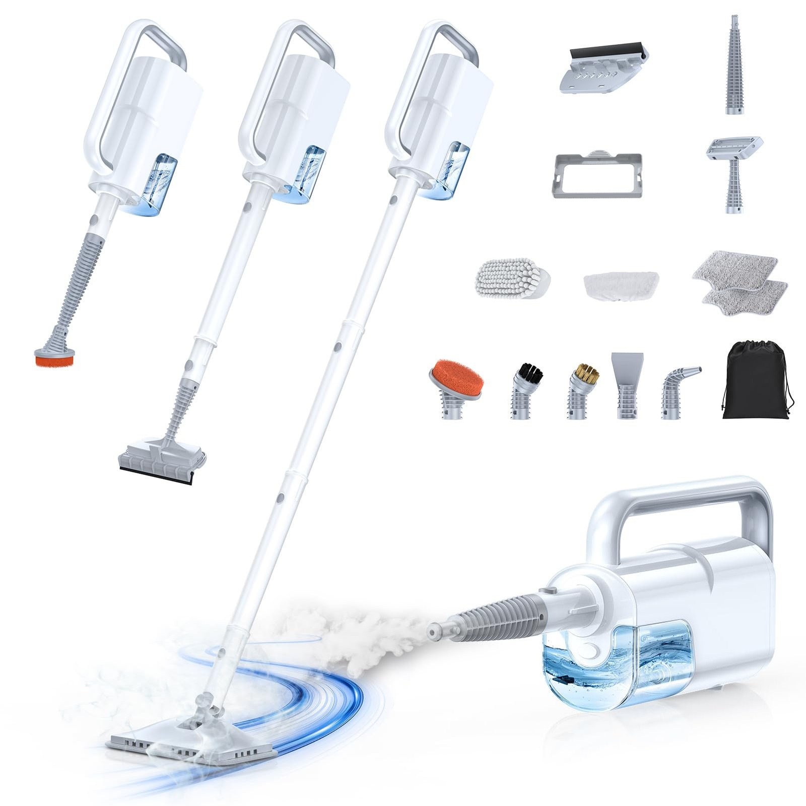 10-in-1 Steam Mop with Detachable Handheld Steamer,350ml Tank, 10s Heat-Up, 2...