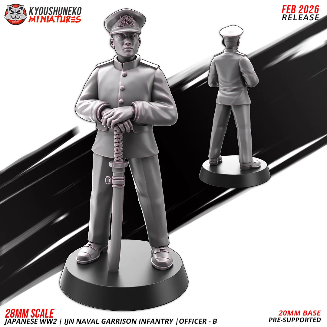 Japanese WW2 Naval Garrison Infantry Officer - 15-54mm Resin Tabletop Miniature