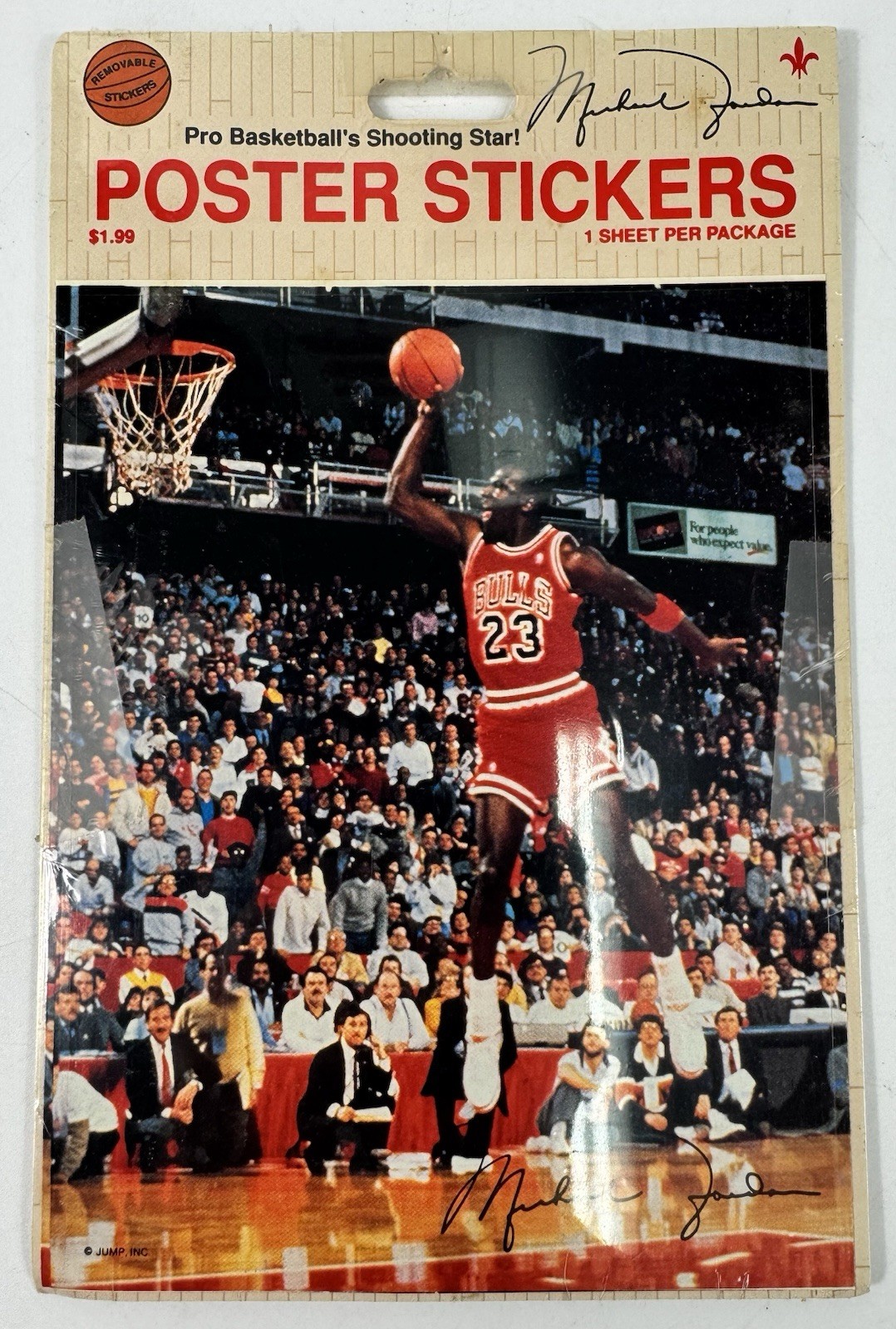Michael Jordan Bulls Poster Sticker Jump Inc Gibson Greetings New Sealed NBA