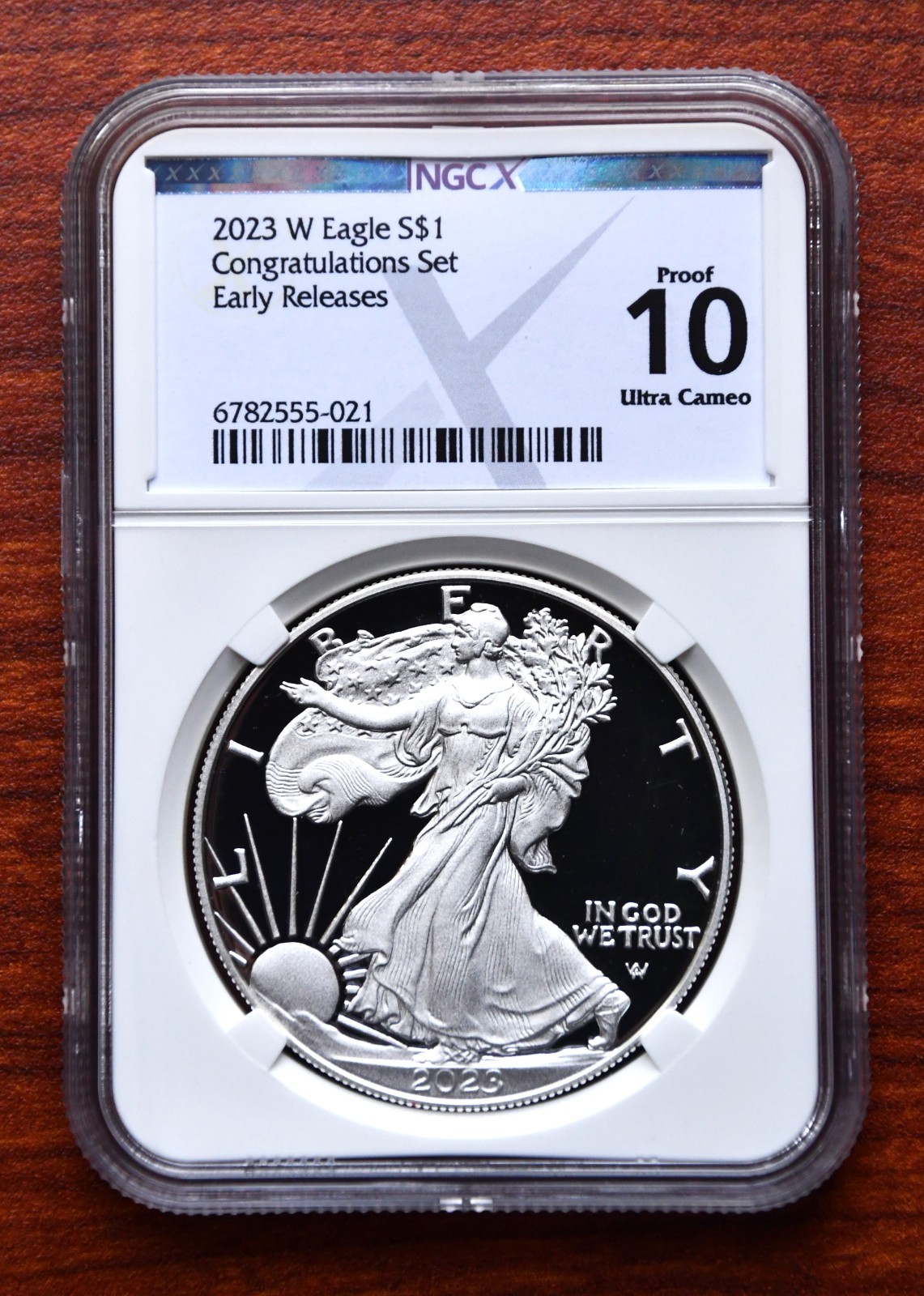 2023 W SILVER EAGLE NGCX PROOF 10 ULTRA CAMEO EARLY RELEASE CONGRATULATIONS SET
