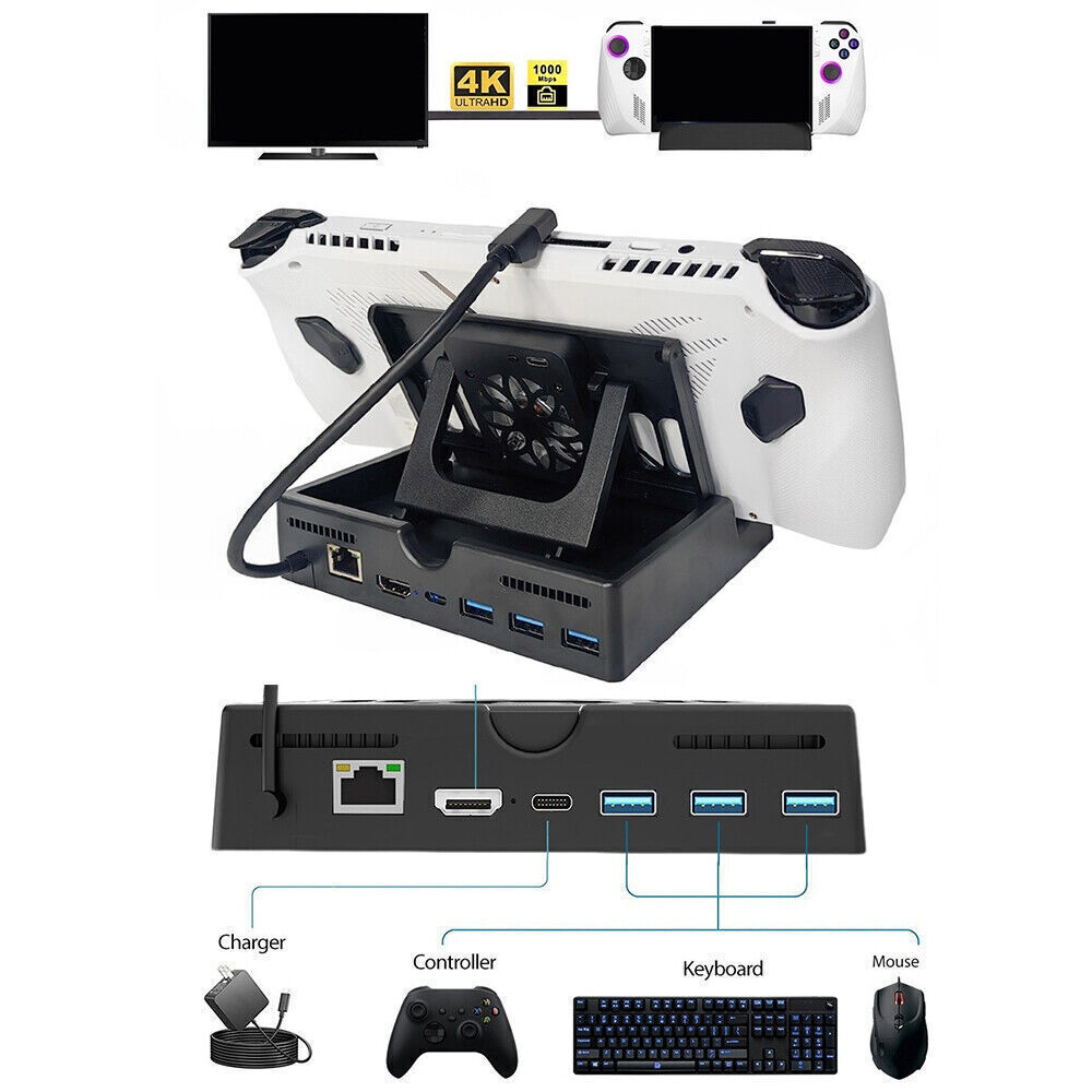 Multifunctional 6-in-1 Heat dissipation Fan Charging base For ASUS ROG Ally