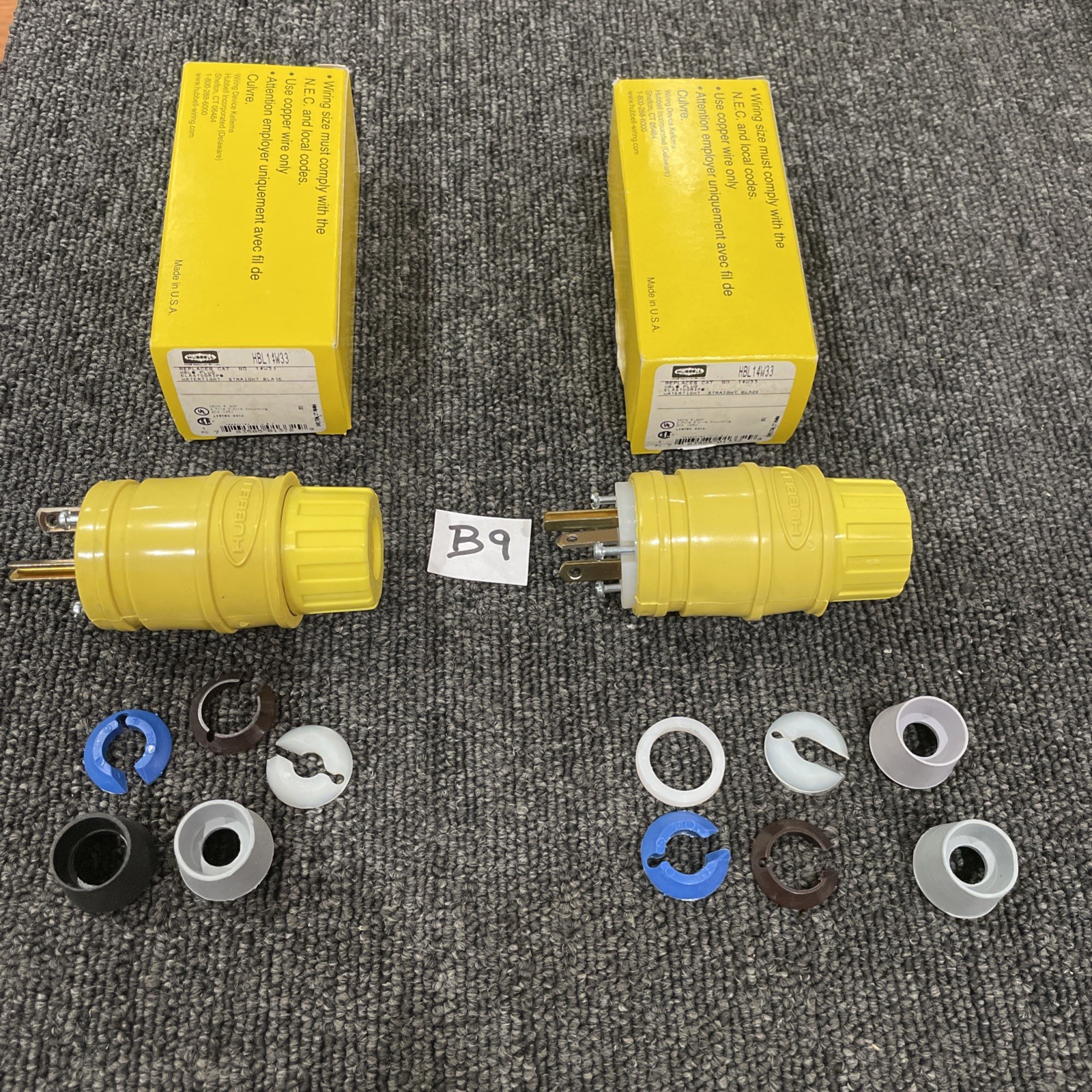 (2) Hubbell Wiring Device-Kellems Hbl14w33 Watertight Straight Blade Plug, 5-20P