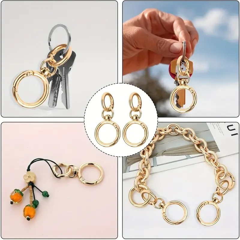 5 Sets Spring Snap Carabiner Clips O Ring Swivel Hook Keychain