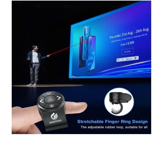 AMERTEER Wireless Presentation Clicker for Powerpoint Presentations, RF 2.4Ghz F