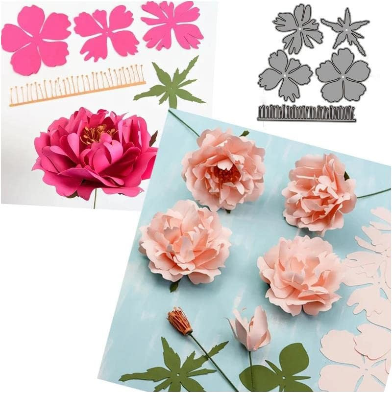 Layered 3D Flower Metal Die Cuts, Layered Rose Flower Metal Cutting Dies Cut Ste