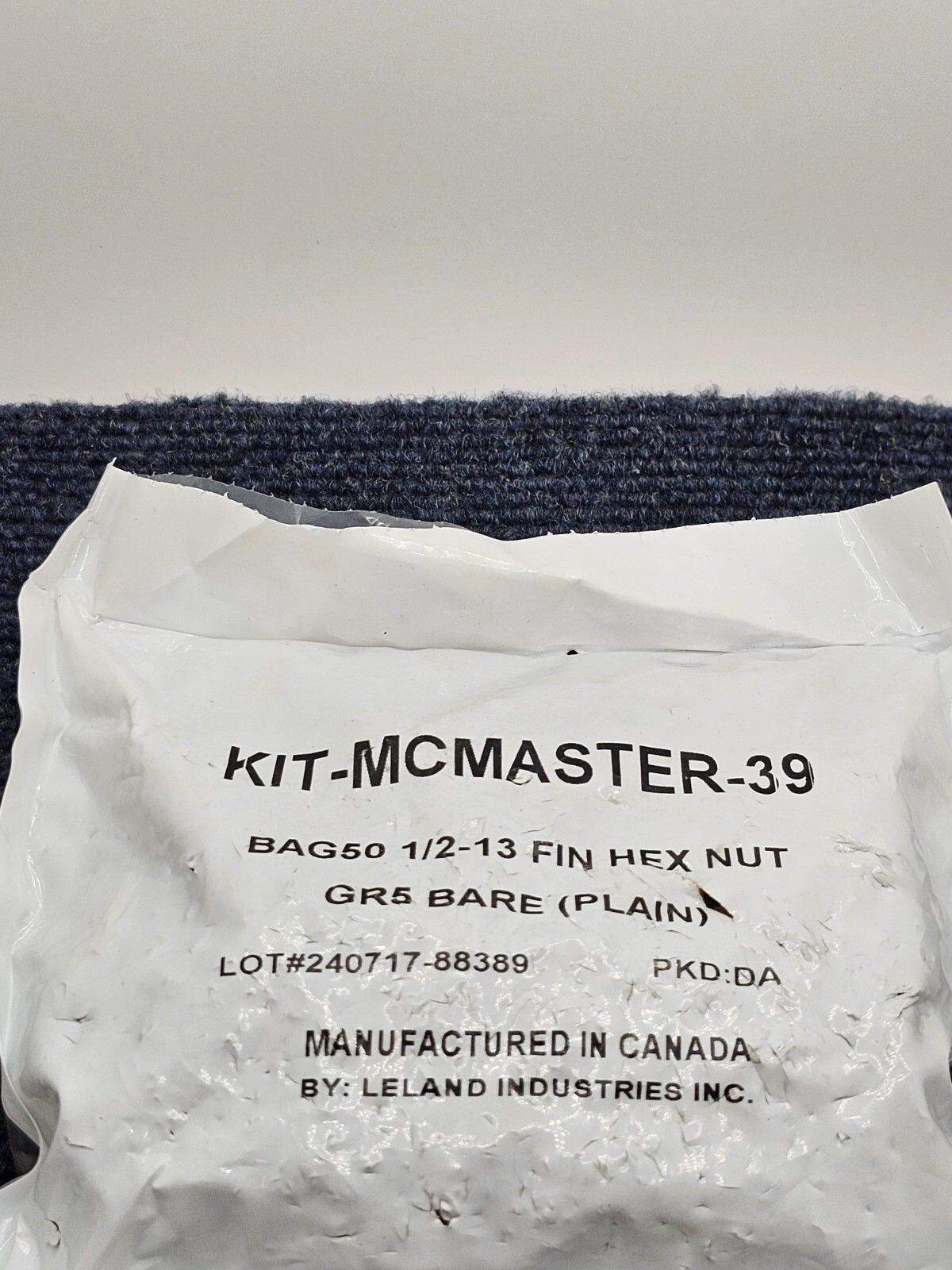 (QTY 100) McMaster-39, 1/2"-13 Fin Hex Nut Gr5 Bare (Plain)