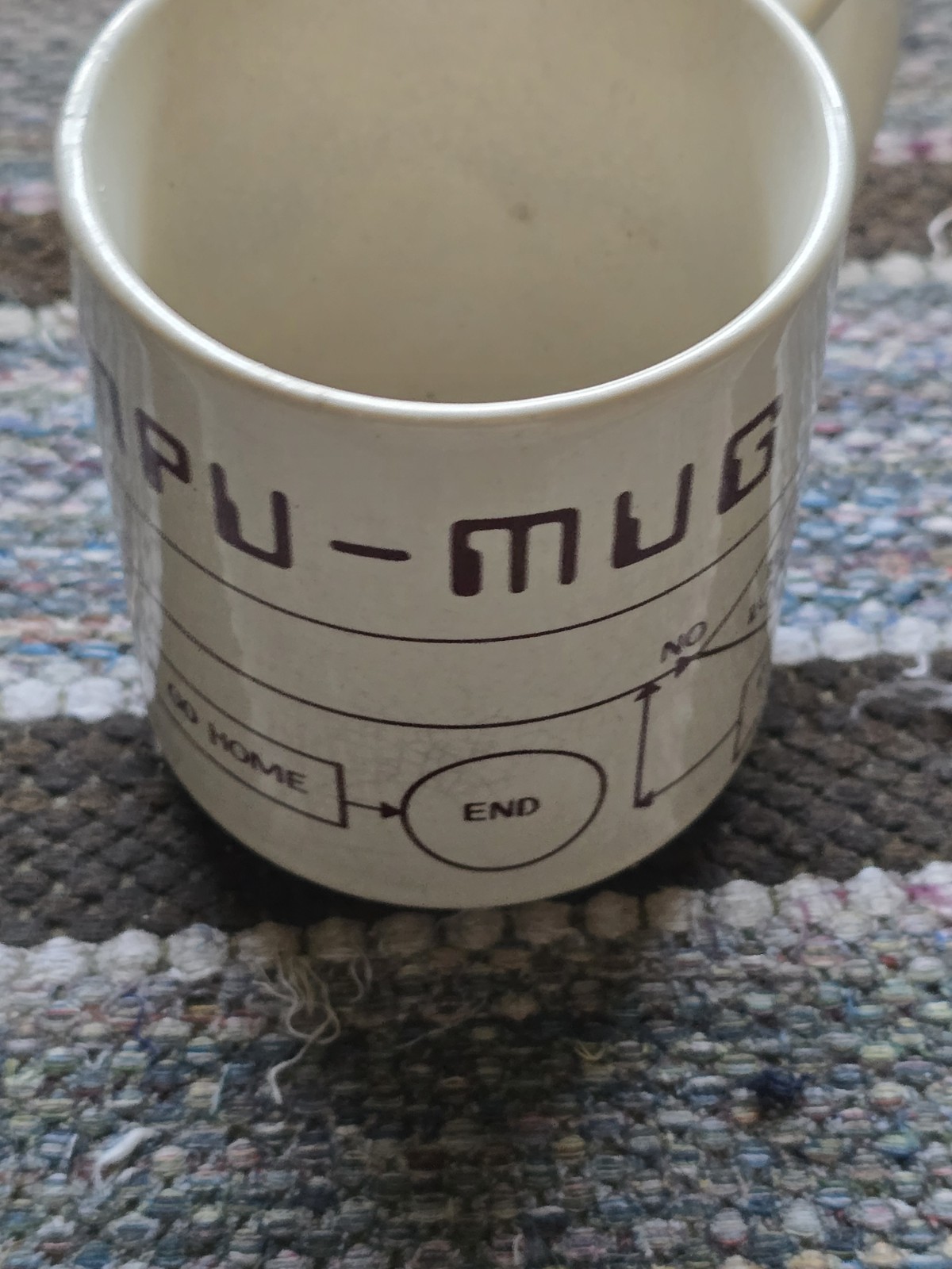 1981 vintage computer cup flow chart compu-mug MSR Imports compu mug programming