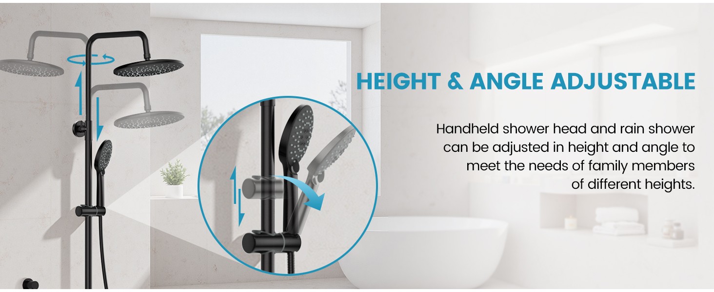 Shower System with 10 Inch Rain Shower Head and Handheld Sprayer, 3-Function