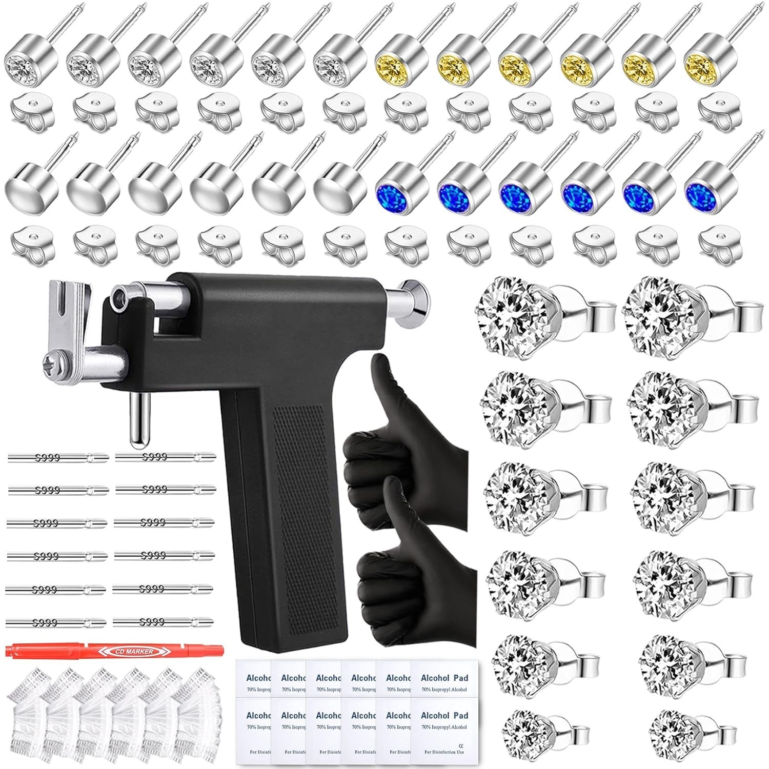 Kit De Piercing Para Orejas Pistola De Hacer Aretes Oreja Maquina Perforar Oidos