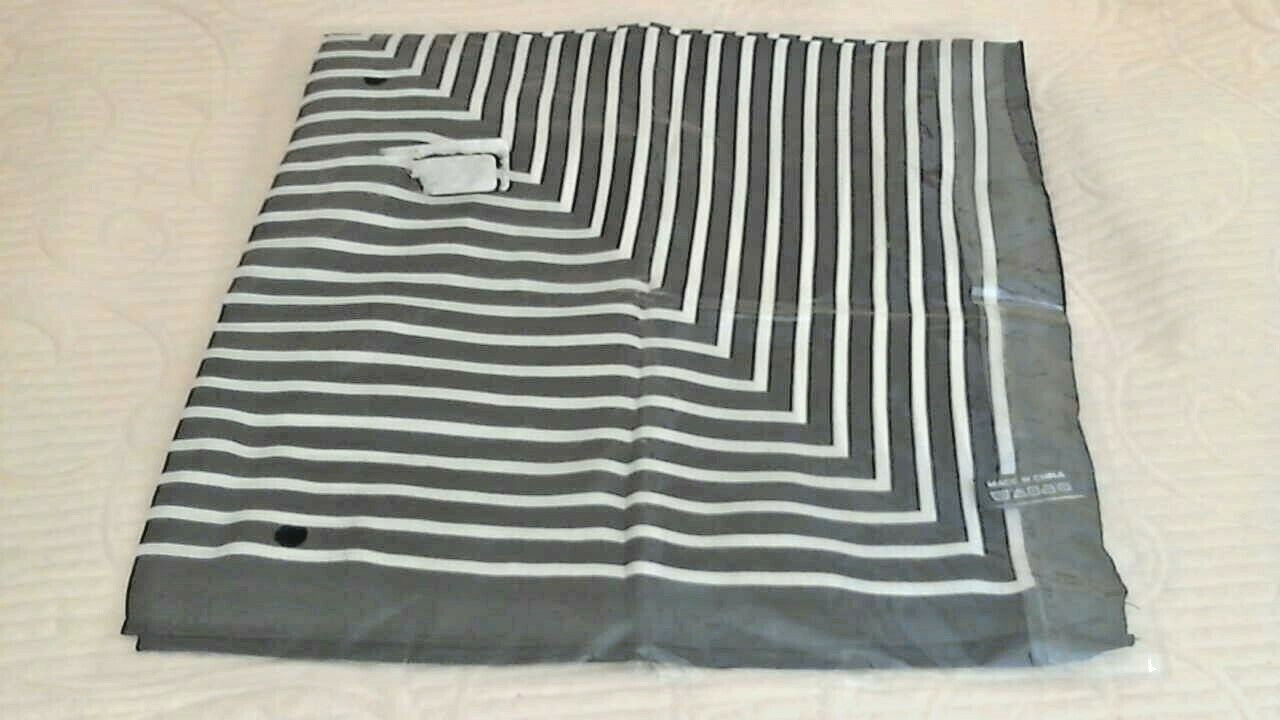 Black and White 100% Silk Feel Scarf 22" x 22" polyester fabric NEW In Cellophan