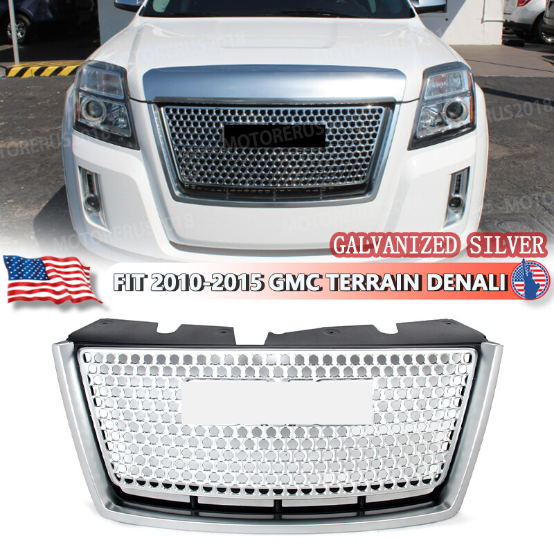 New Front Bumper Grille Grill Galvanized Silver Fit 2010-2015 GMC Terrain Denali