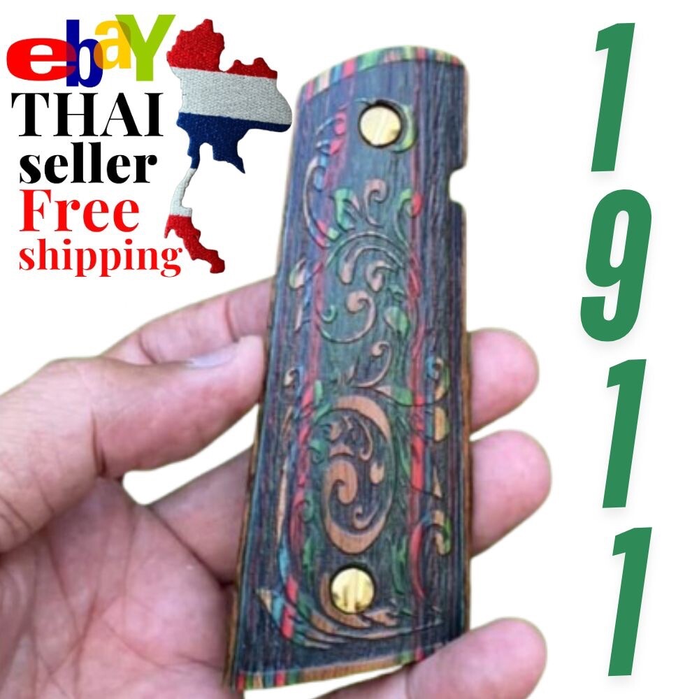 Handcraft pistol grip for 1911 Full size Laminate wood THAI laser HD