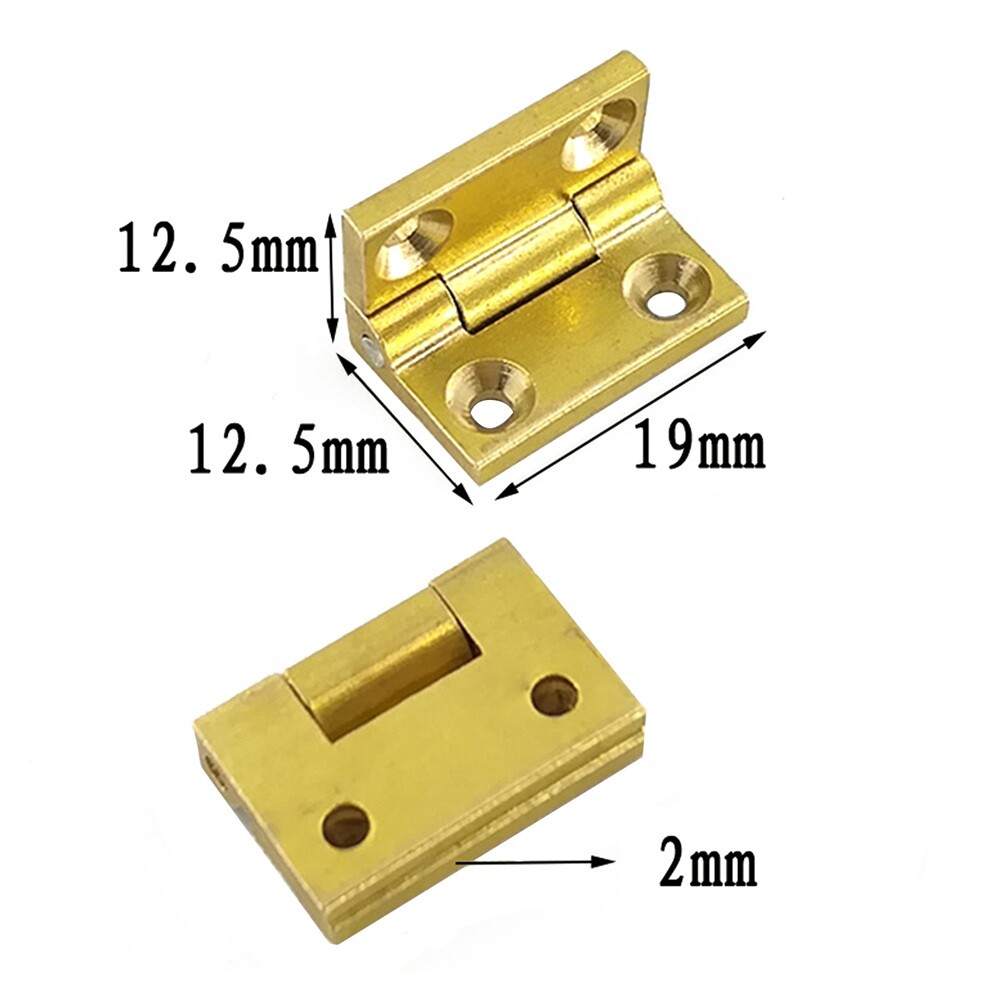 2Pcs Brass Hinges Mini Solid Folding Butt Hinges DIY Craft Accessories 19*12.5mm