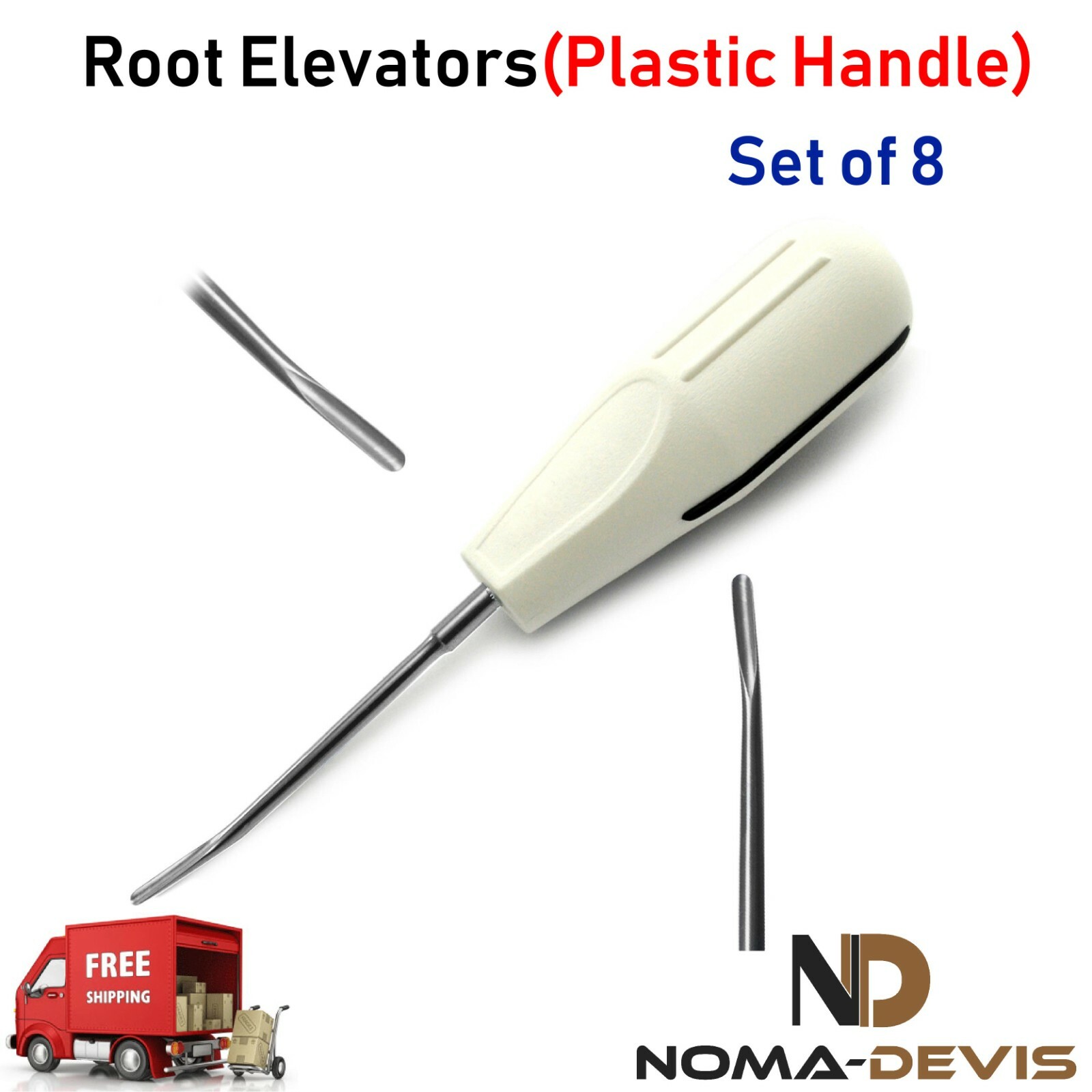 Surgical Root Elevators Tooth Extraction PDL Periotome Plastic Handle Set of 8
