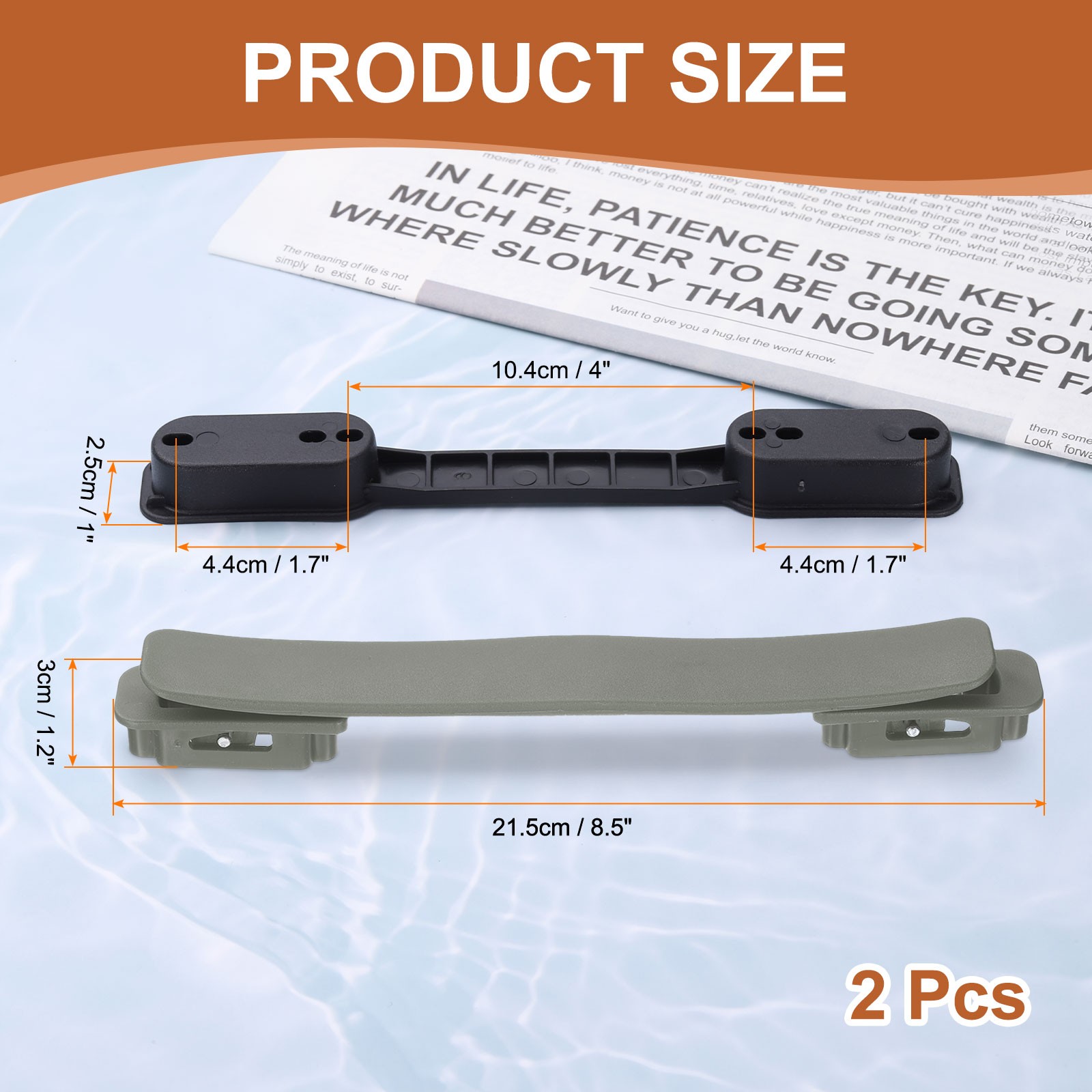2 Pcs Luggage Handle Replacement with Screw 8.5 Inch Handle, Titanium Silver