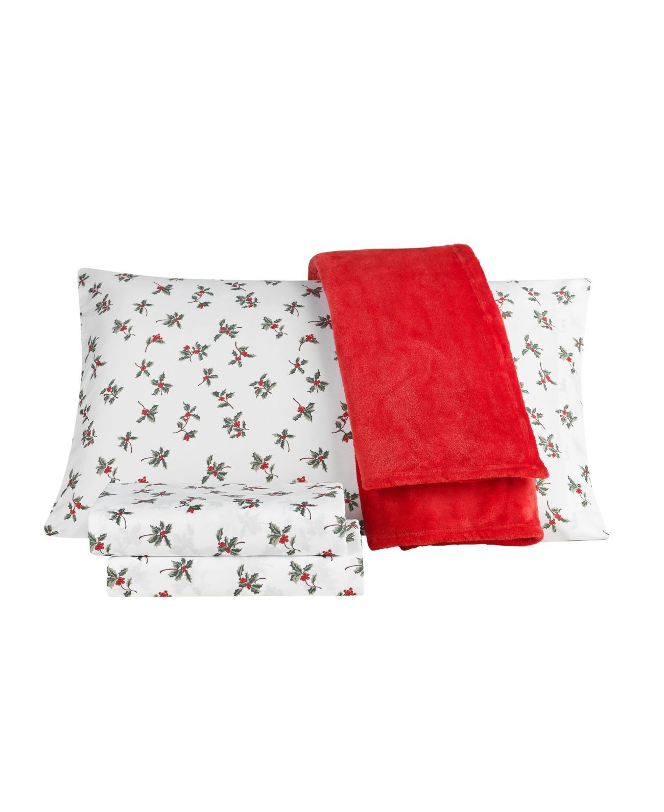Sanders Holiday Microfiber 5 Piece Full Sheet Set and Throw