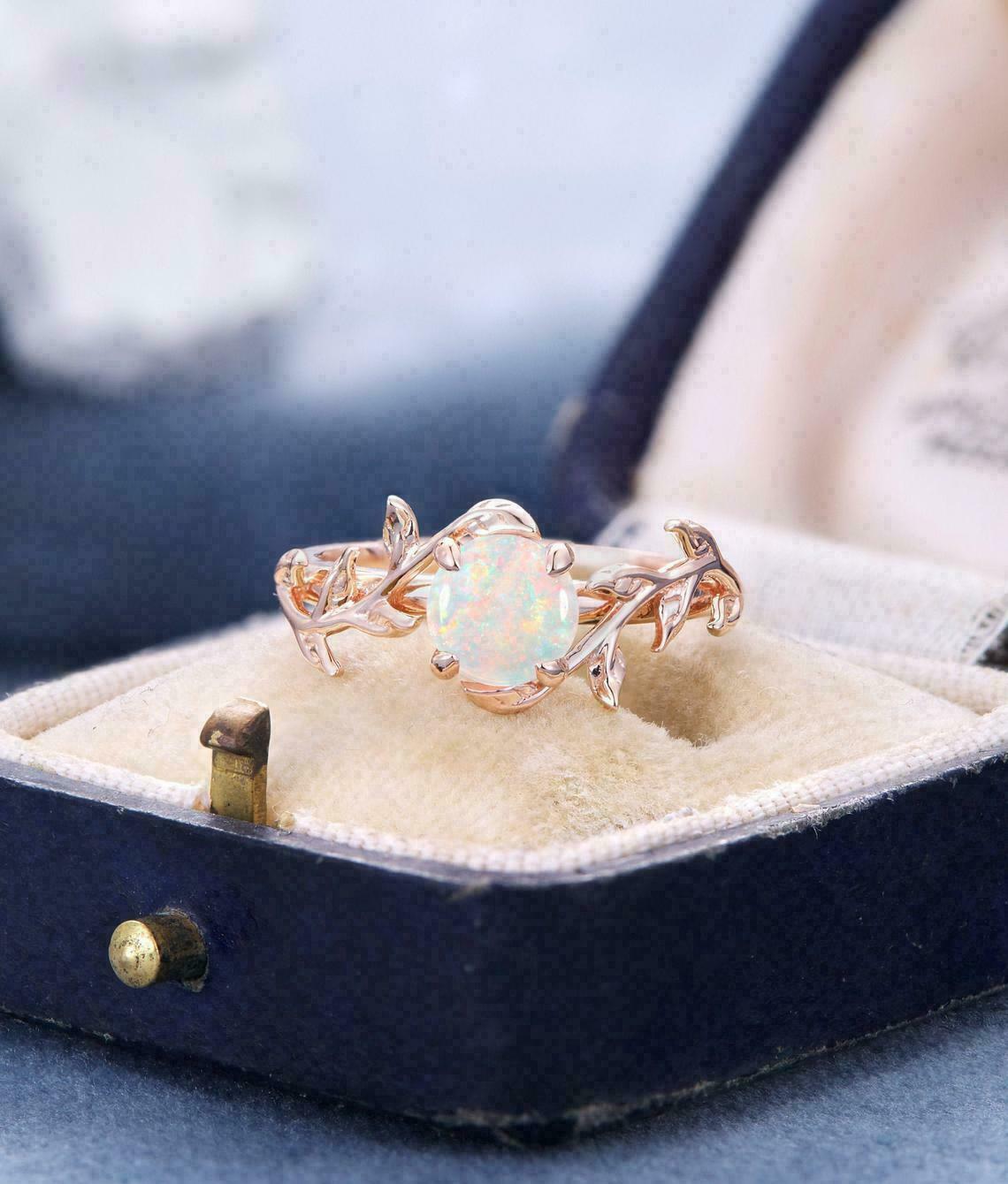 2Ct Round Cut Fire Opal Attractive Women's Engagement Ring 14K Rose Gold Finish
