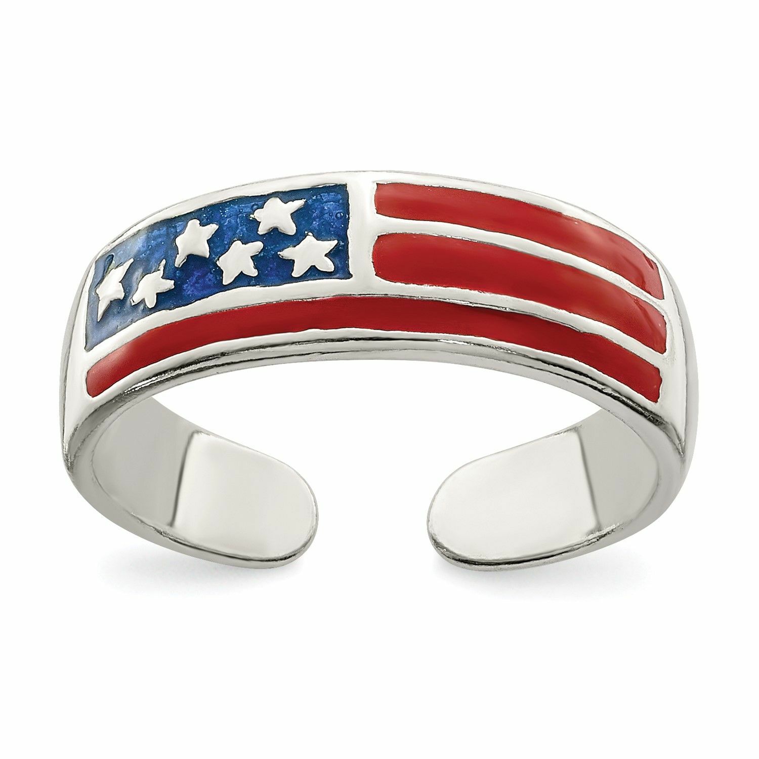Sterling Silver USA Flag toe ring, red white and blue toe ring. Stars and Stripe