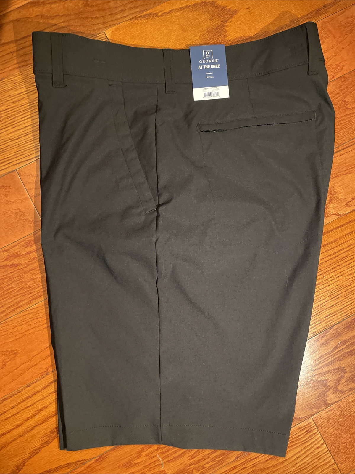 NWT Mens George Solid Black Flat Front Stretch Utility Shorts Size 42