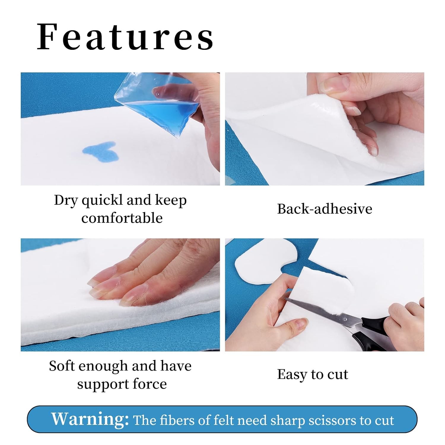 Pllieay Adhesive Felt Premium Grade, Orthopedic 1/4 x 6 x 2.5yd, White