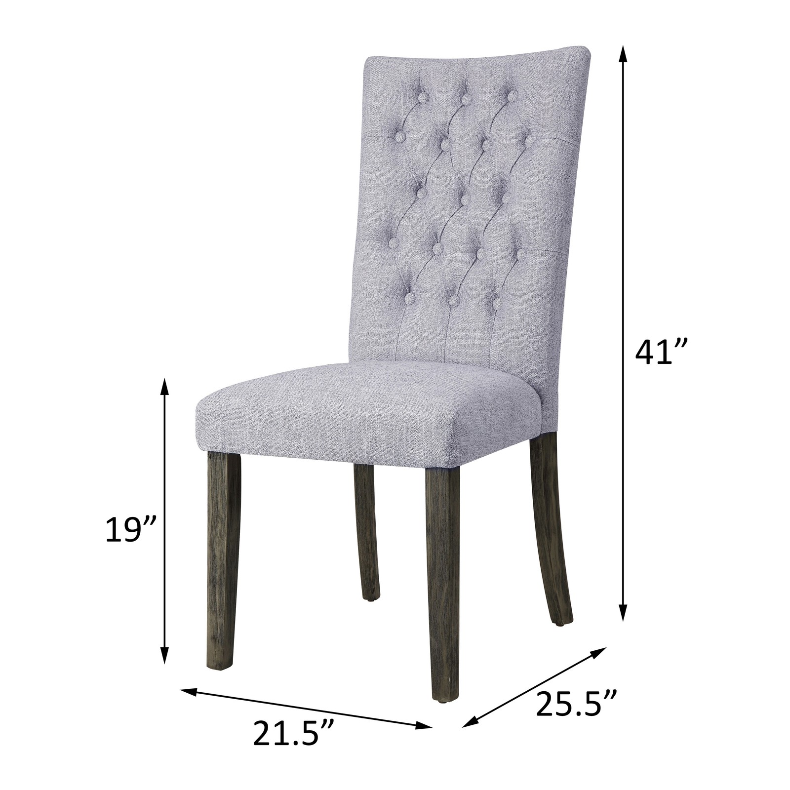 Grey and Grey Oak Side Chair with Button Tufted