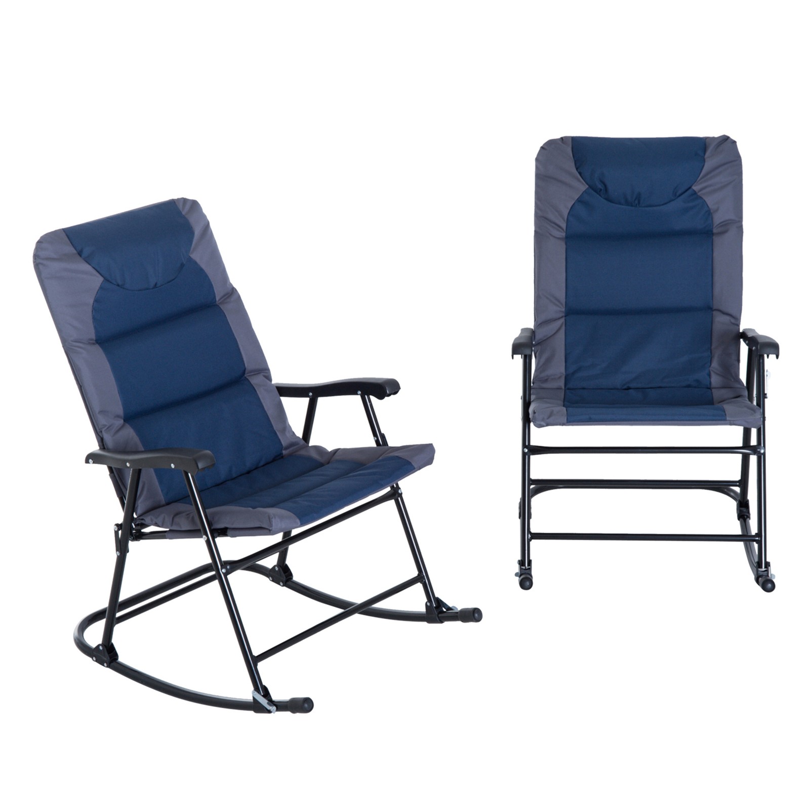 2 Piece Outdoor Rocking Chair Set, Patio Furniture Set with Folding Design