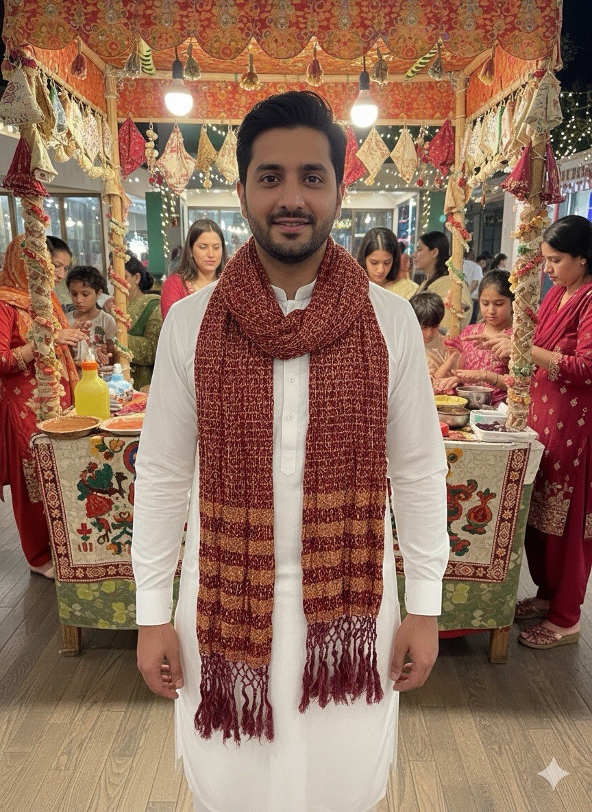 Mens Boys Mehndi Henna Mayoon Dupptta Scarf Party Wear Wedding Traditional Nikah
