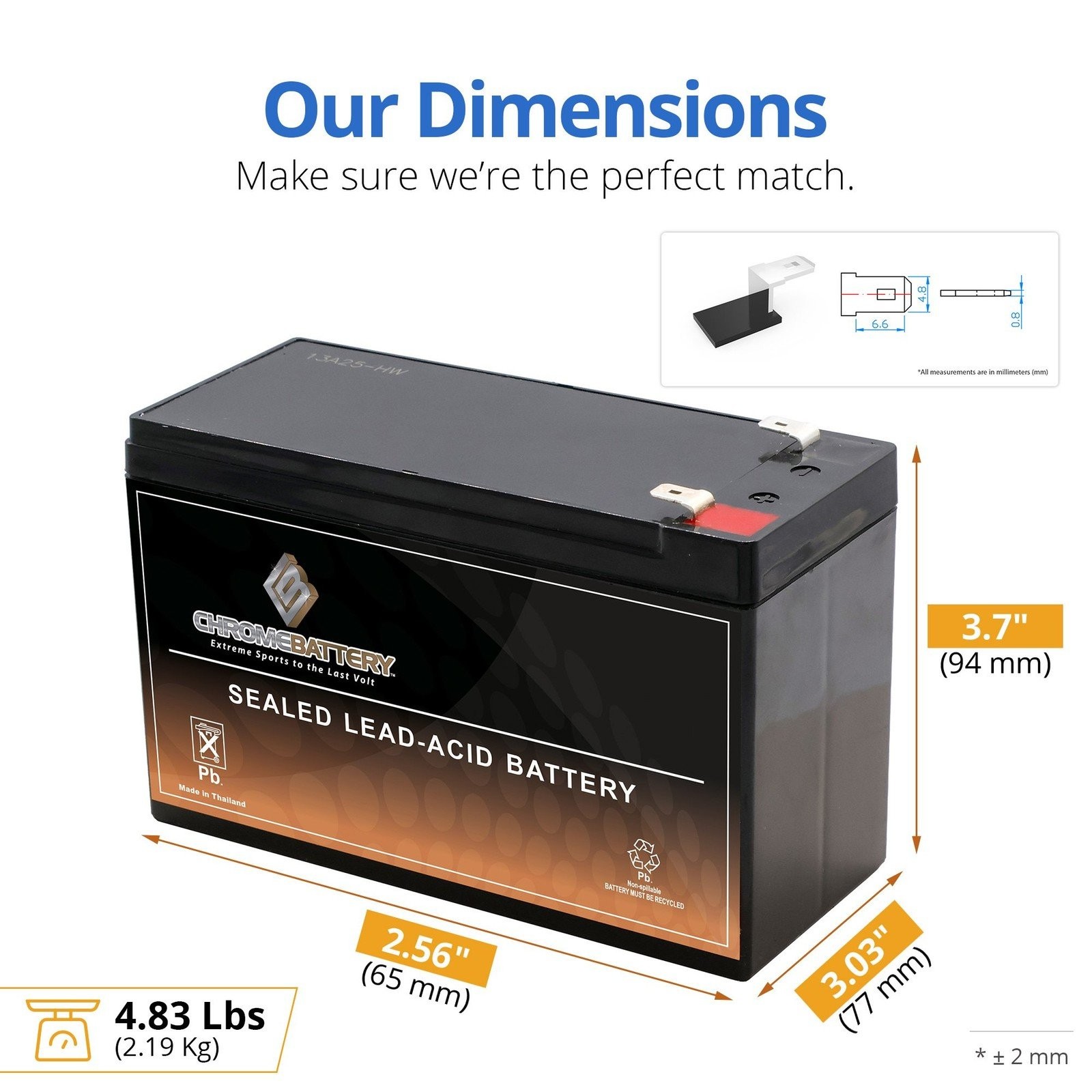 CHROME BATTERY RBC17 12V 8Ah Battery Replacement