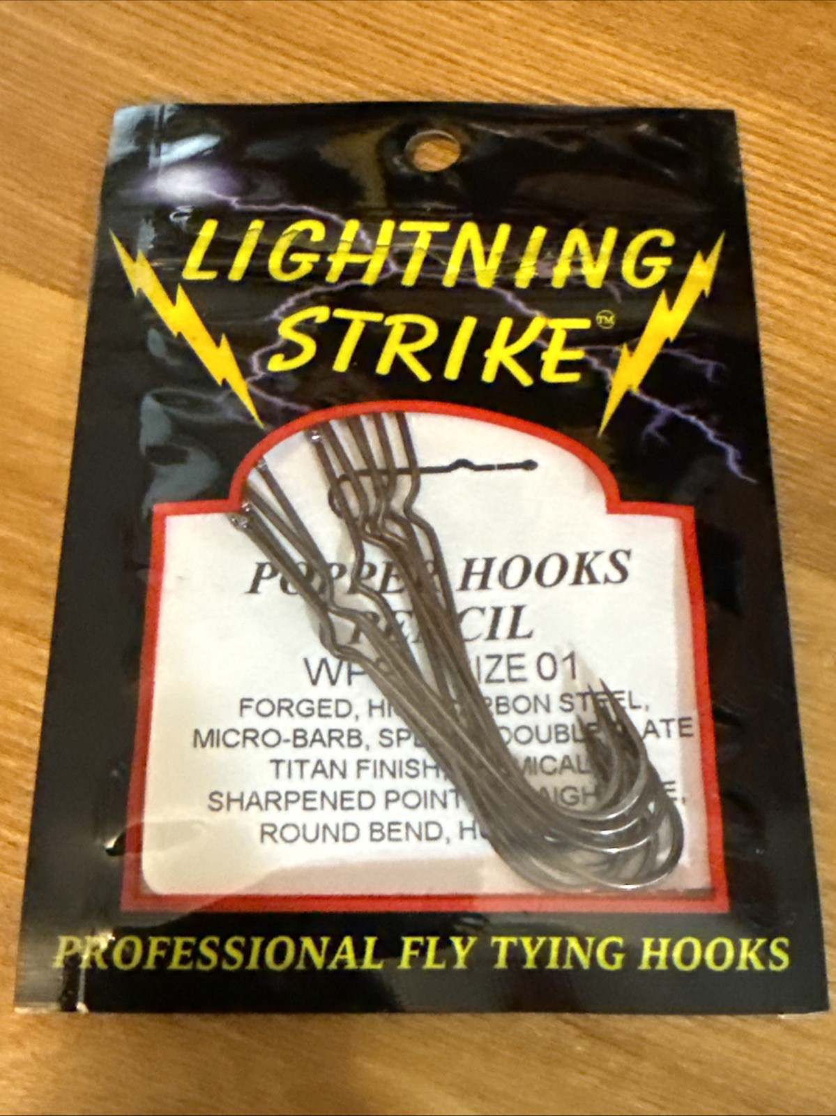 Lightning Strike Popper Hook Pencil Sz 1 - Qty 10 hooks - Fly Tying