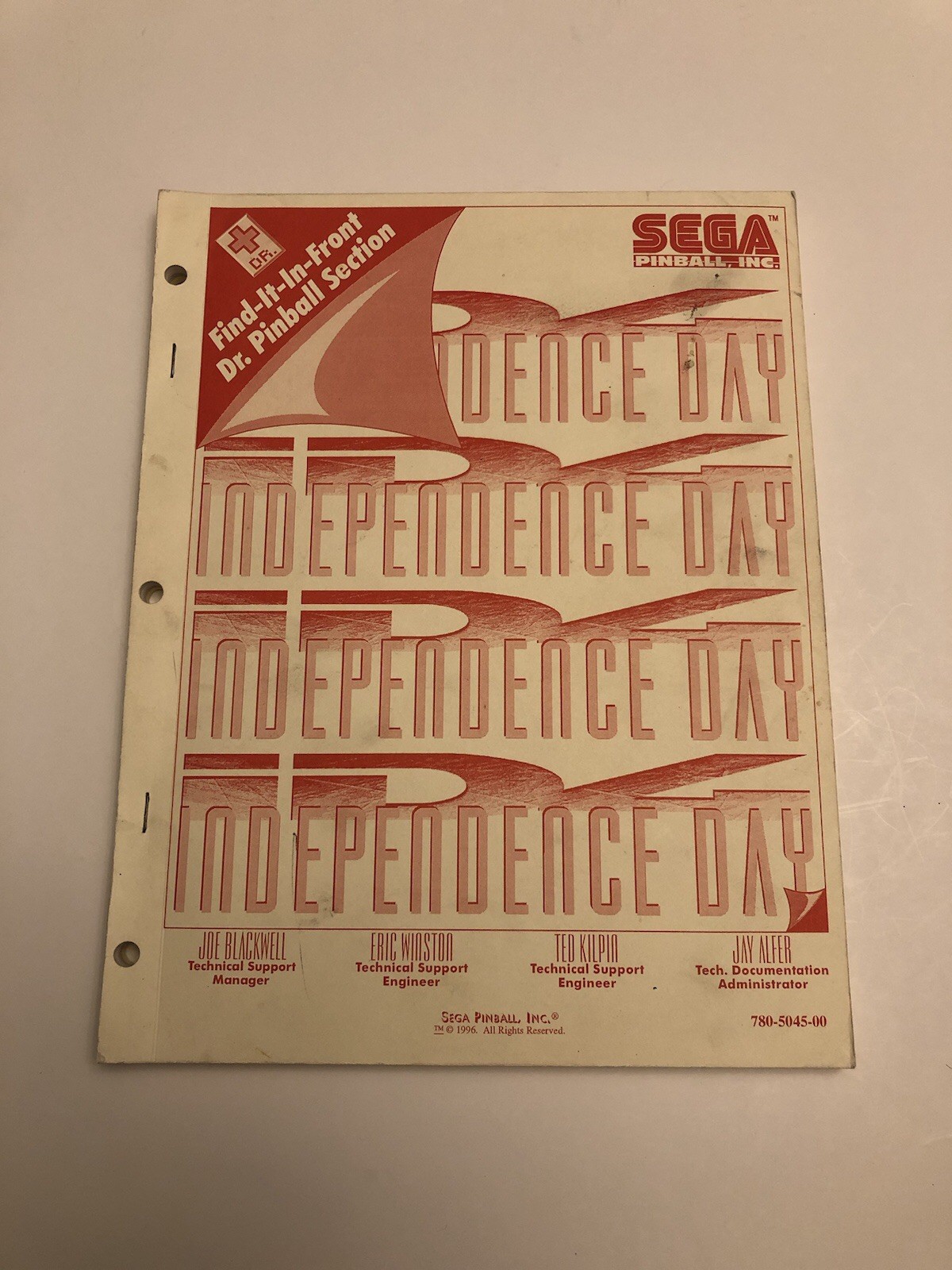 INDEPENDENCE DAYPinball Service Manual by SEGA PINBALL