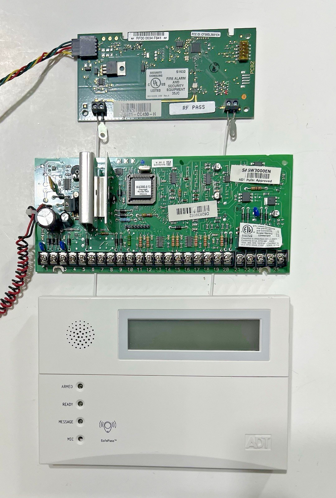 HONEYWELL RESIDEO VISTA SECURITY V20P5 v9.13 BOARD + SA5881-CC430-H + 6160VP KP