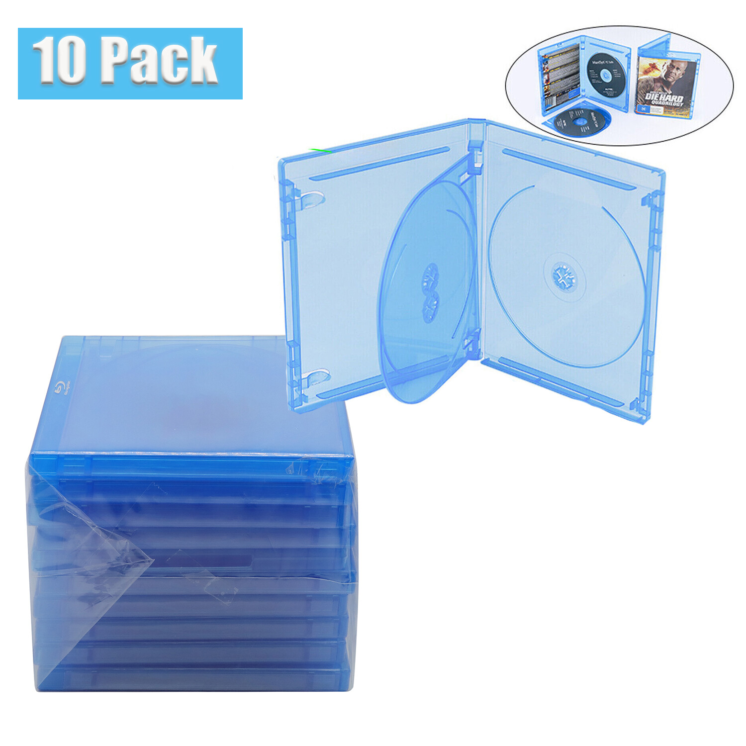 10 LOT Standard 3-Discs Replacement CD Case Box For Blu-Ray Disc Blu Ray DVD