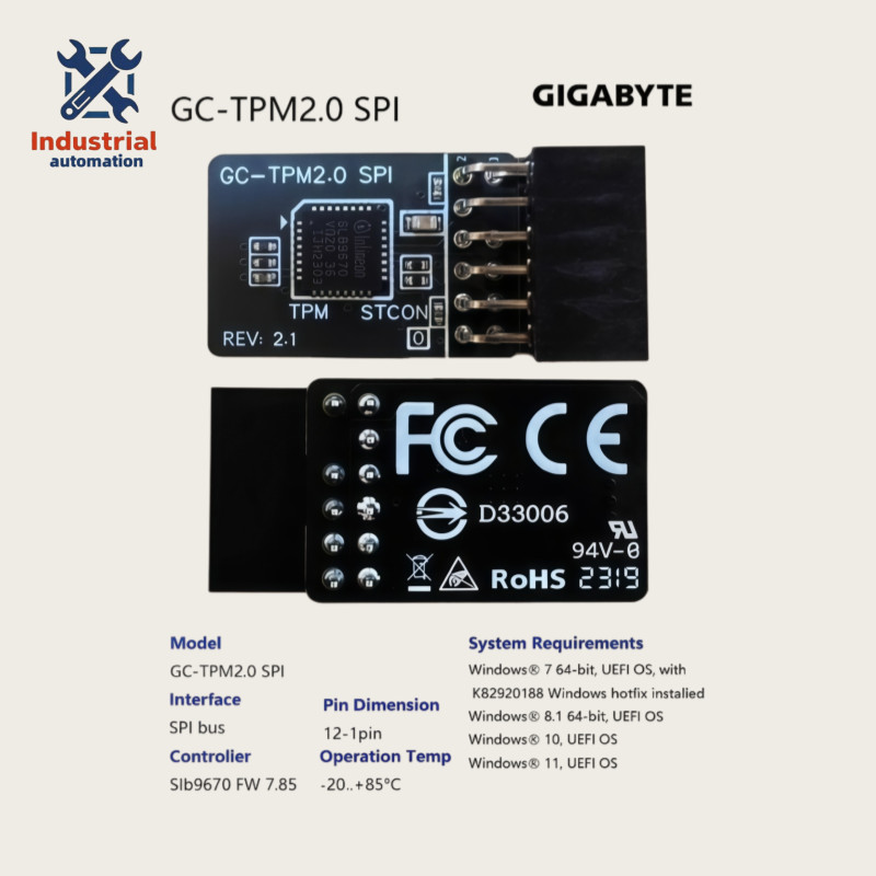 GIGABYTE GC-TPM 2.0 SPI TPM Module (12 Pin 12-1) SPI TPM 2.0 Trusted Platform