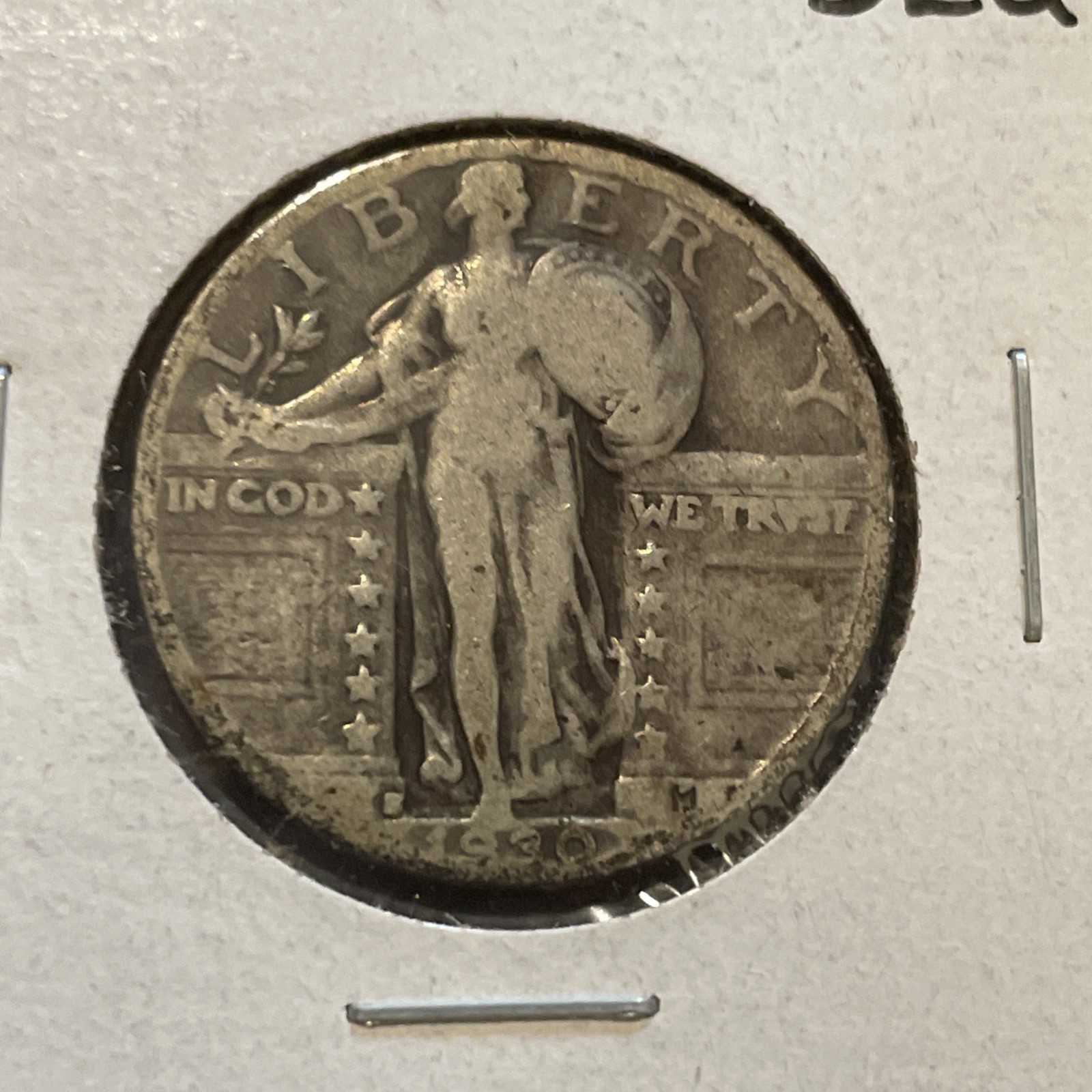 1930-S Standing Liberty Silver Quarter 25c - Key Date - Choice VF Condition