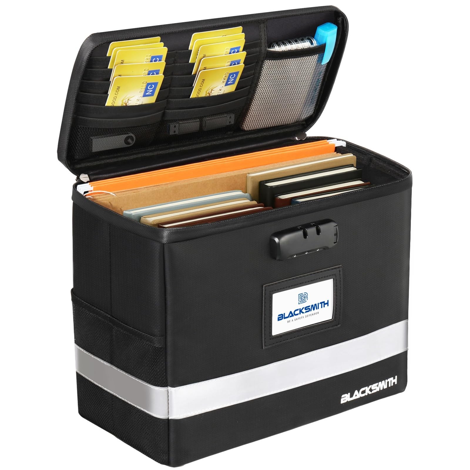 BlackSmith Fireproof Document Box With Lock, 4200°F Heat Resistant & IPX3 W