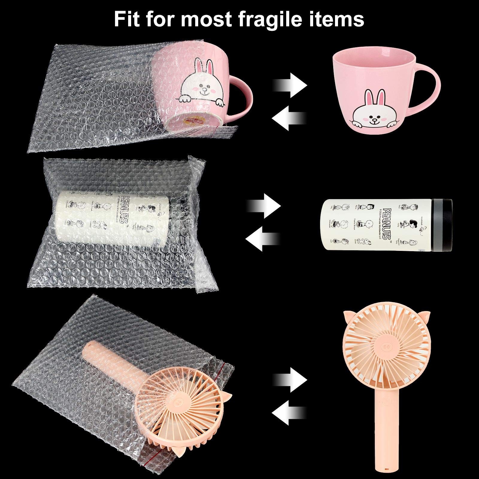 100PCS Bubble Out Bags 7”x 8-1/4”Clear Bubble Mailers, Self-Sealing Double Wa...