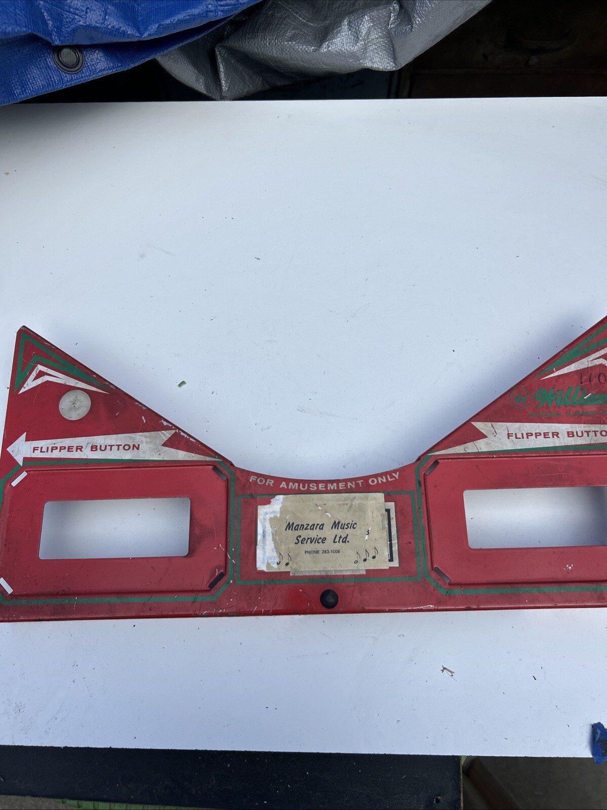 Vintage Red Williams Chicago Pinball Metal Apron Arcade Video Game Part IF25