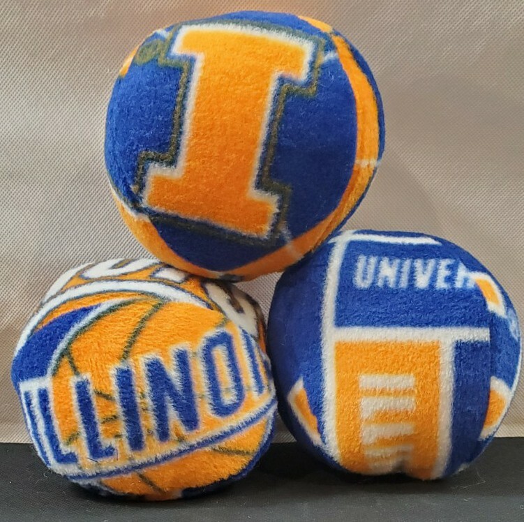 University Of Illinois Set Of 3 Poly-Filled Fleece Toy Balls Soft Fun Play