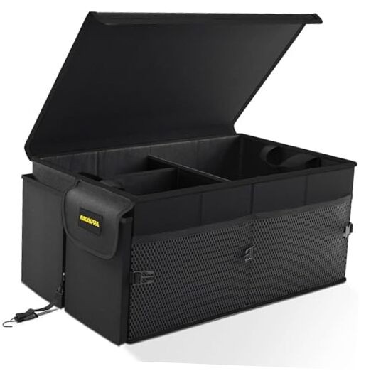 MIKKUPPA Car Trunk Organizer - 65L Collapsible Trunk Large - With Lid Black