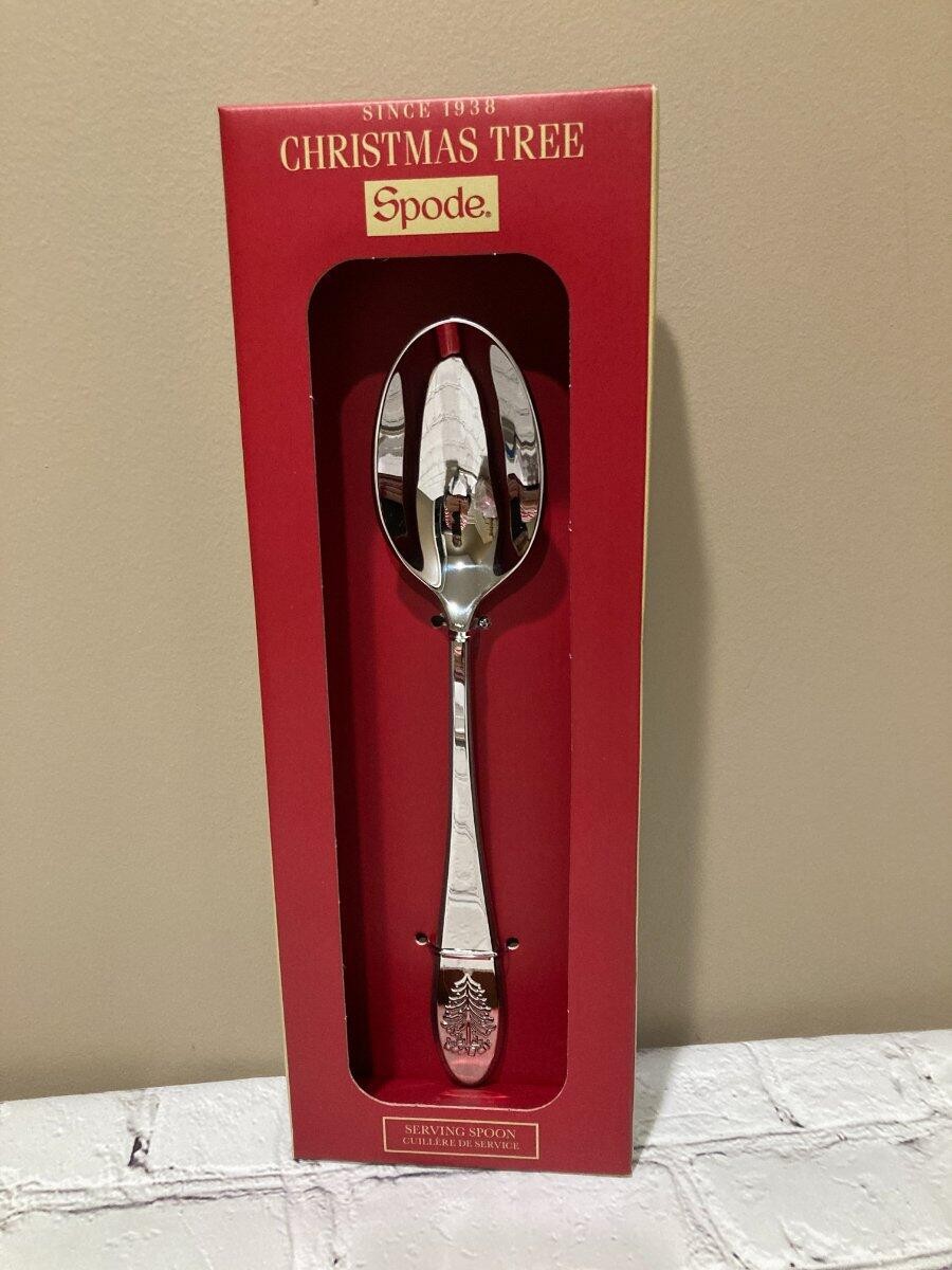 Spode Christmas Tree Stainless Steel 10" Serving Spoon Brand New