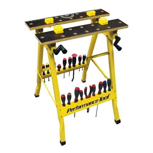 Performance Tool Folding Workbench Vise 200 lb Capacity with Bench Dogs