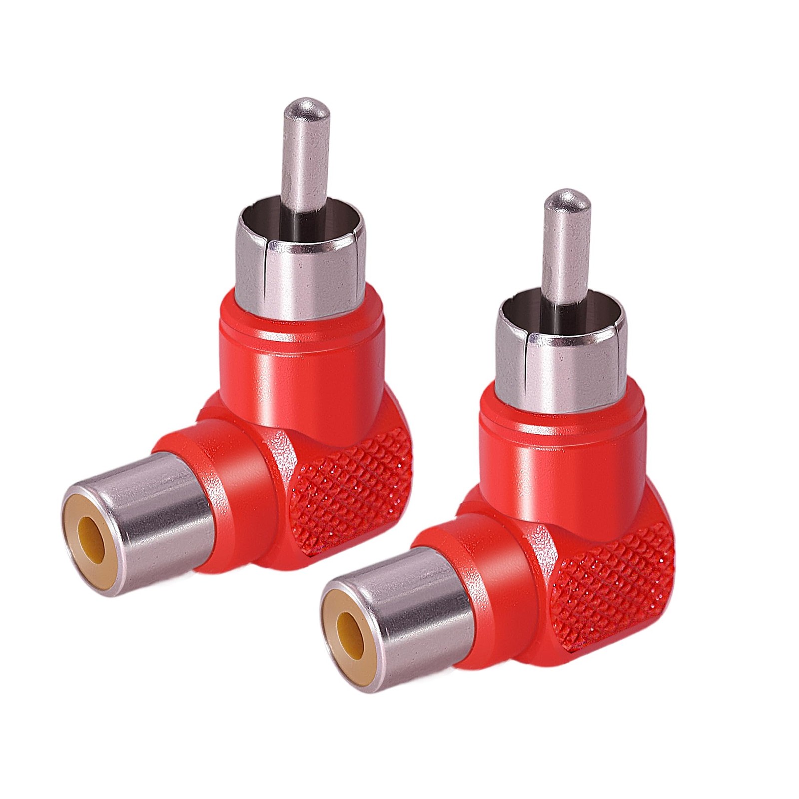CNARIO 2pcs RCA Male to Female Right Angle Coupler 90degree Elbow Red