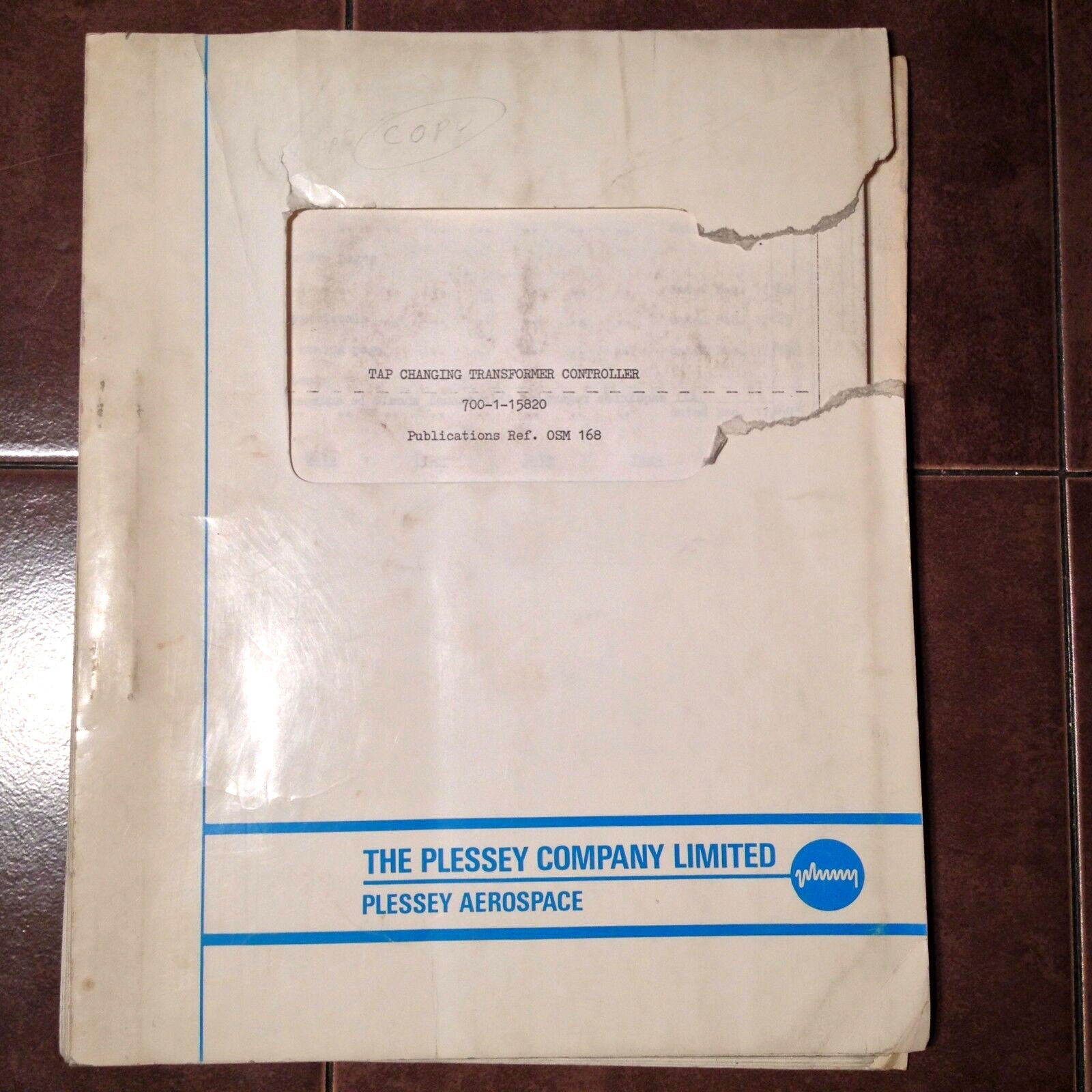 Plessey Tap Changing Transformer Controller 700-1-15820 Overhaul Manual