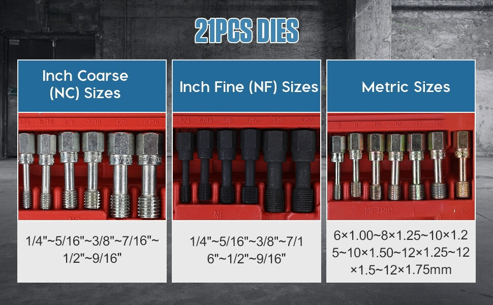 Thread Chaser Set Thread Repair Clean Restorer Kit UNF UNC Rethreading Tap & Die