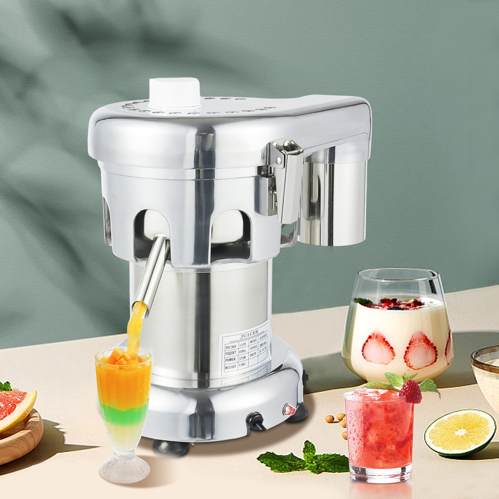 Commercial Electric Juice Extractor Centrifugal Juicer Machine Heavy Duty 370W