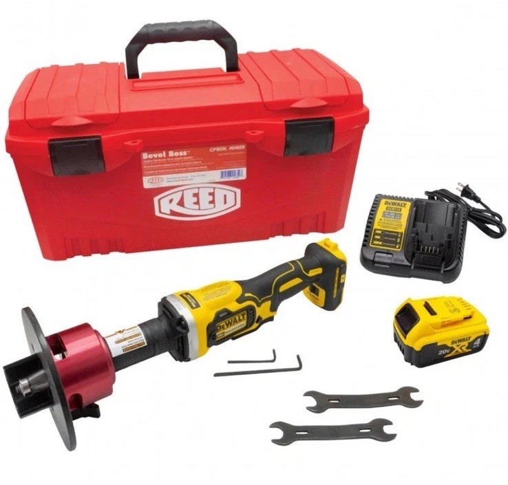 Reed Tool Bevel Boss Cordless Pipe Beveler Complete Kit 1” Bit