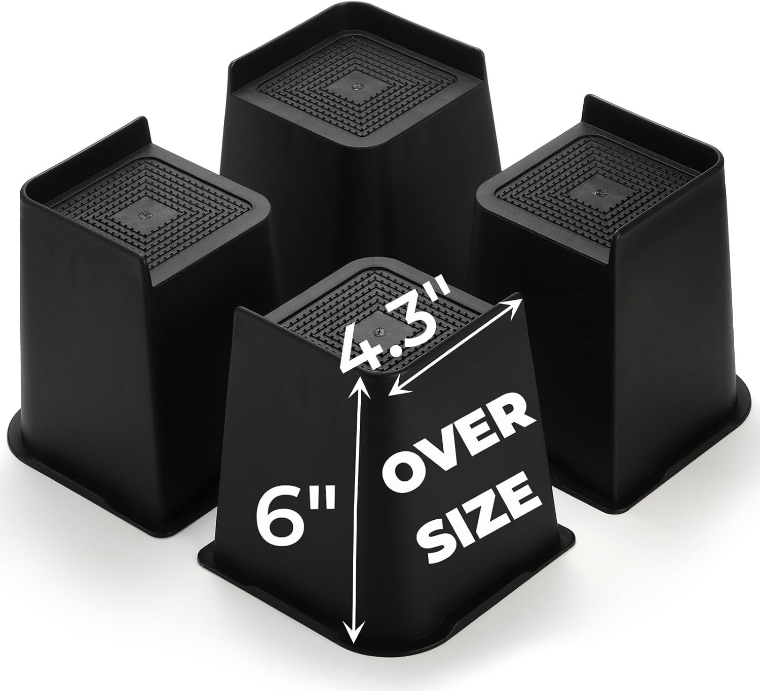 4 Pack Heavy Duty Bed Risers, 6 Inch Lift Couch Furniture Risers, Bed Lifts Rise