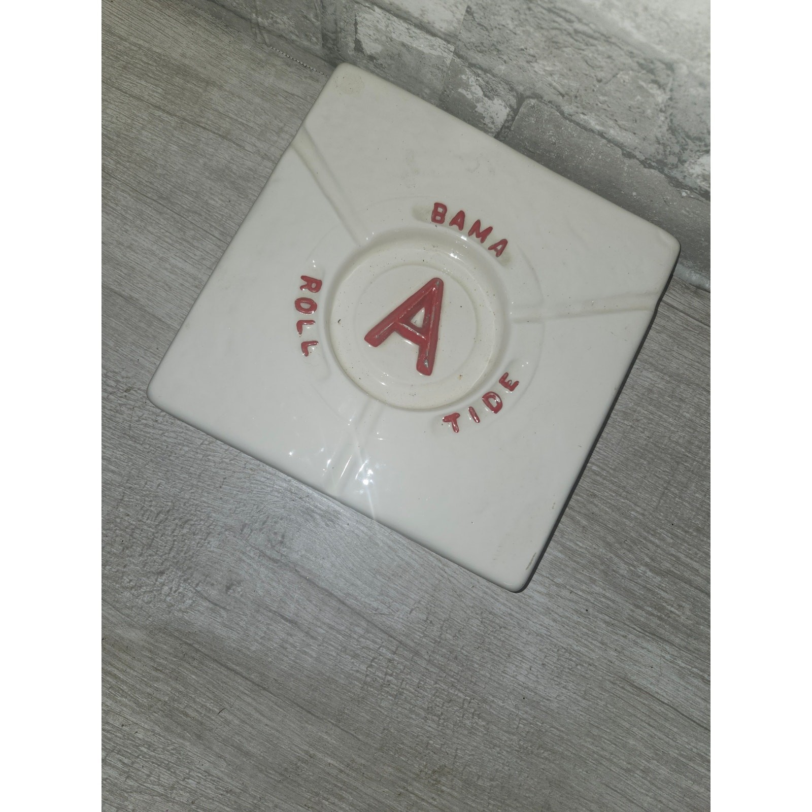 Handmade Alabama Crimson Tide "Roll Tide" Ashtray with Red 'A' Centerpiece